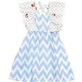 Oobi Butterfly Blue Chevron Ruffle Dress